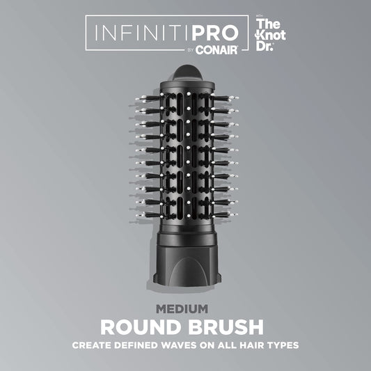 INFINITIPRO BY CONAIR The Knot Dr. Medium Round Brush, Create Defined Waves and Curls on All Hair Types, Compatible with INFINITIPRO BY CONAIR The Knot Dr. Dryer Brushes