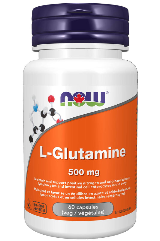 NOW Supplements L-Glutamine 500mg Capsules, 60 Count