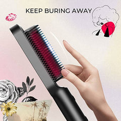 TYMO Hair Straightener Brush, Hair Iron with Built-in Comb, Fast Heating & 5 Temp Settings & Anti-Scald - Zecoya