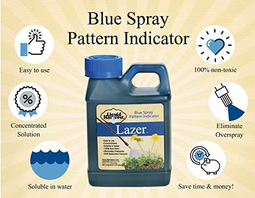 Liquid Harvest Lazer Blue Concentrated Spray Pattern Indicator 8 Ounces Perfect Weed Spray Dye - Zecoya