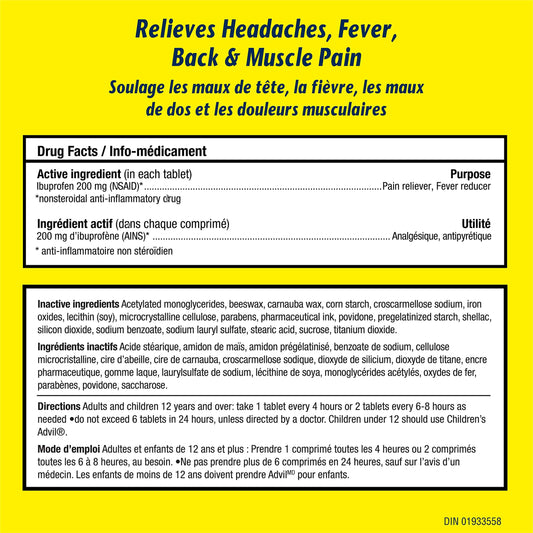 Advil Regular Strength Ibuprofen Pain Relief Tablets, Fast Acting Pain Relief for Migraine, Arthritis, Back, Neck, Joint, and Muscle Relief, 200mg (50 Count)