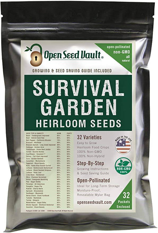 survival garden seeds 15,000+ Non-gmo Heirloom Vegetable Seeds 32 Variety Pack - Zecoya