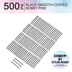 Conair Bobby Pins In Tub, Black, 500 Count